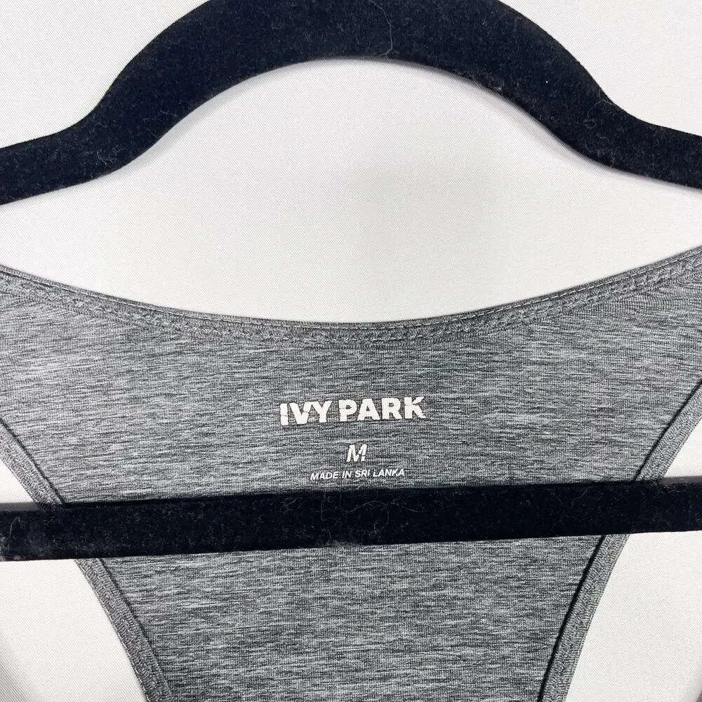 Ivy Park Laser Cut Logo Racerback Tank Top Heather Gray Womens Medium M Workout